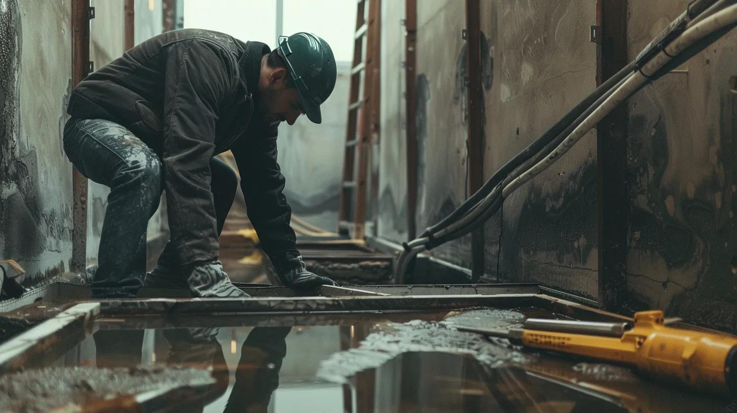 basement waterproofing contractor working on site